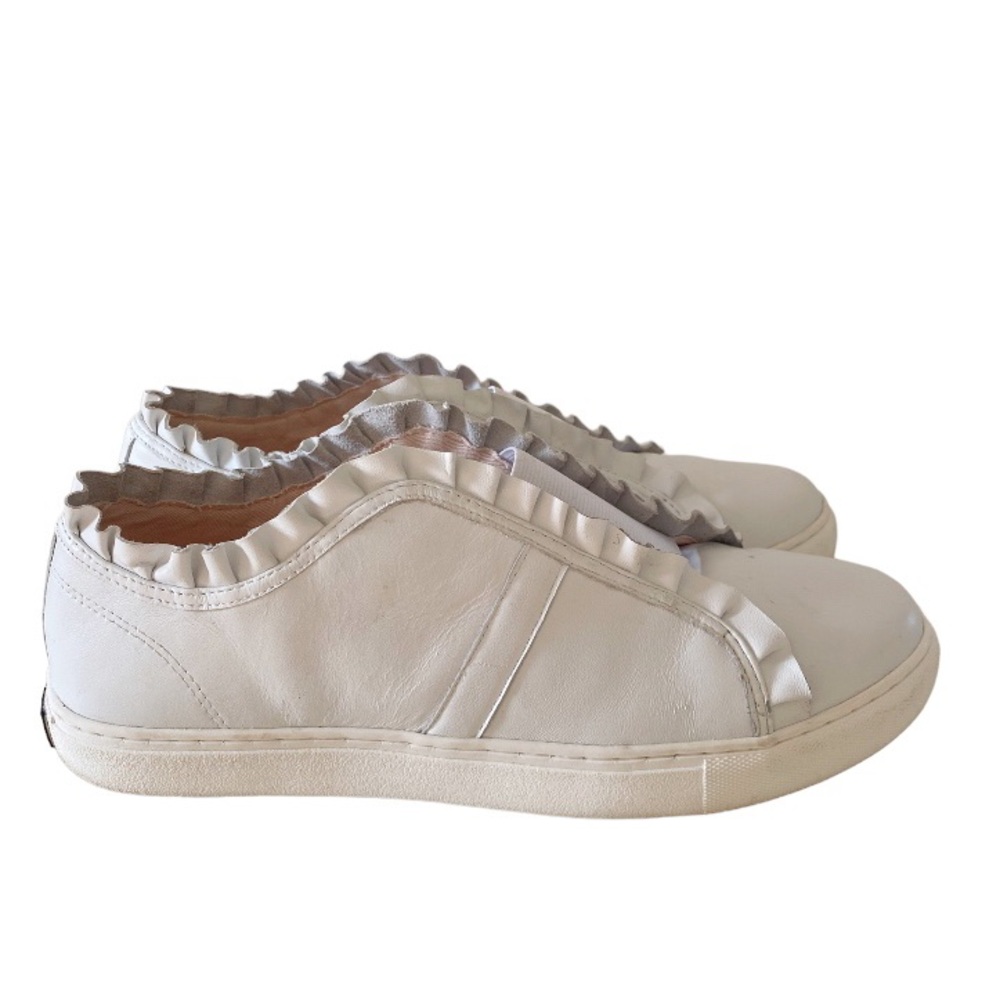 Kate Spade Women's White Lance Leather Ruffle Sneakers Size 9 1/2